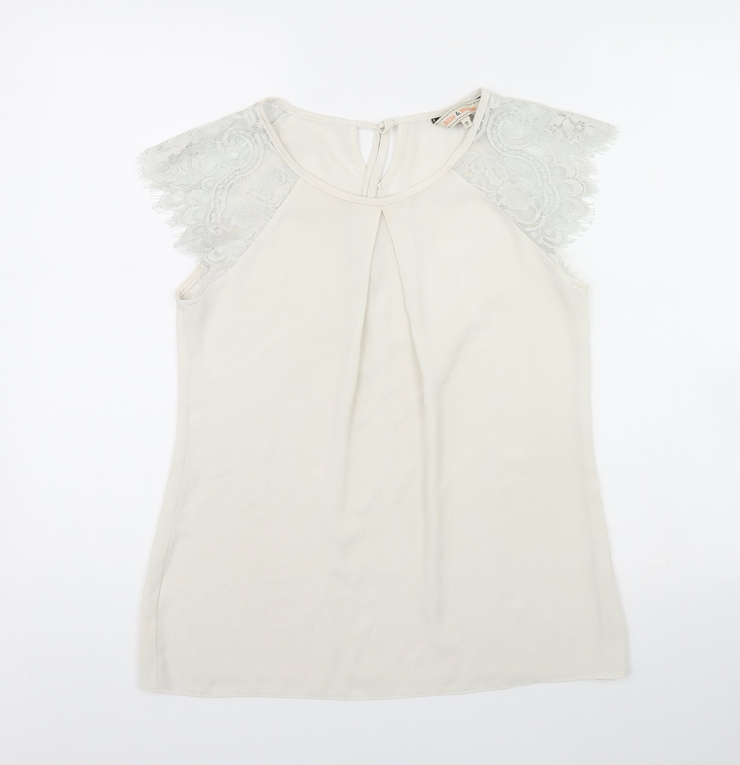Billie & Blossom Womens Ivory   Basic T-Shirt Size 10