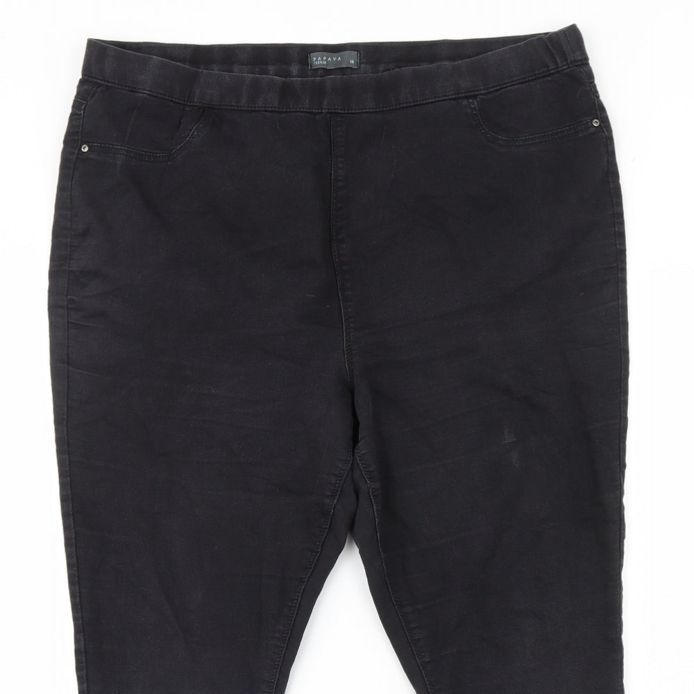 Papaya Womens Black  Denim Skinny Jeans Size 18 L28 in