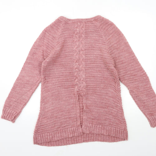 Peacocks Womens Pink  Knit Pullover Jumper Size M  - OPEN BACK
