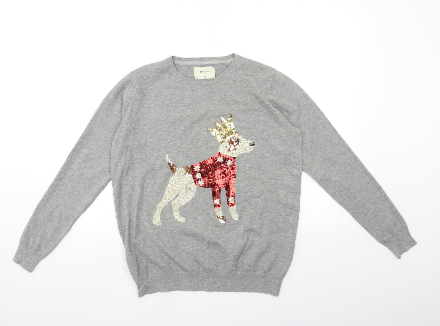 Papaya Womens Grey  Knit Pullover Jumper Size M  - christmas jumper
