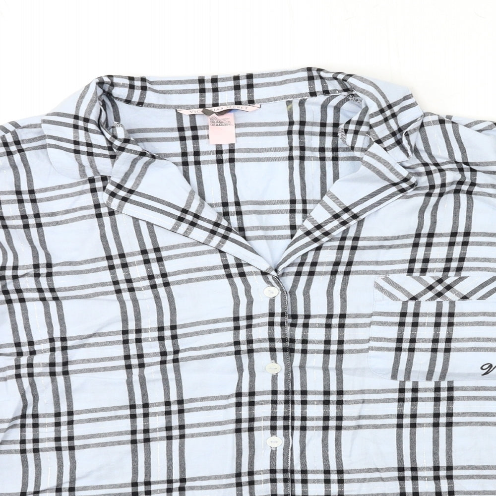 Victoria's Secret Womens Blue Check  Top Pyjama Top Size L