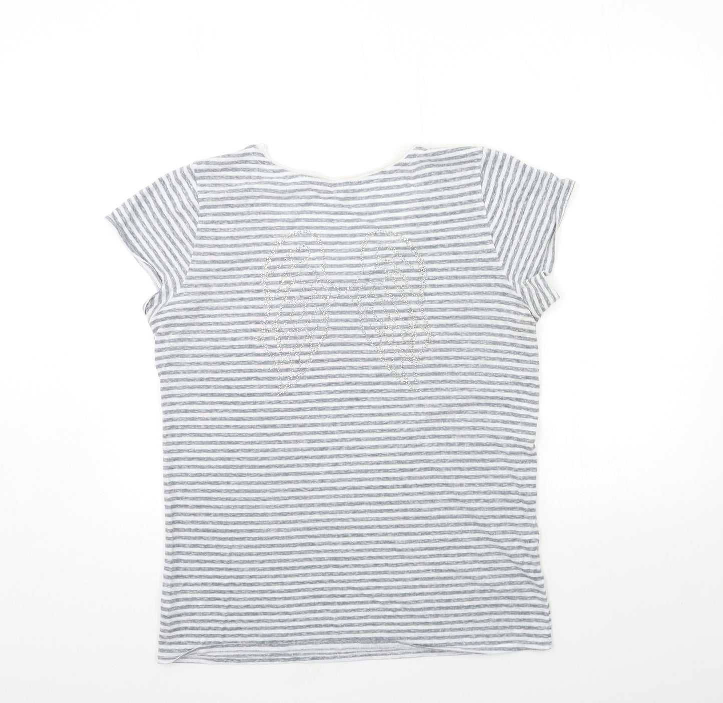 Victoria's Secret Womens Grey Striped  Basic T-Shirt Size M