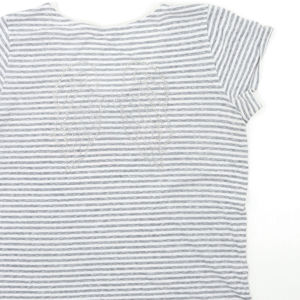 Victoria's Secret Womens Grey Striped  Basic T-Shirt Size M
