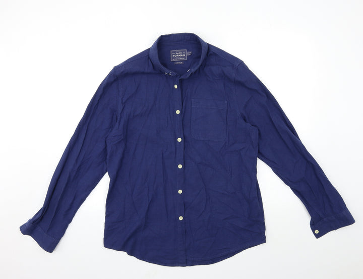 Topman Mens Blue Button-Up Size L