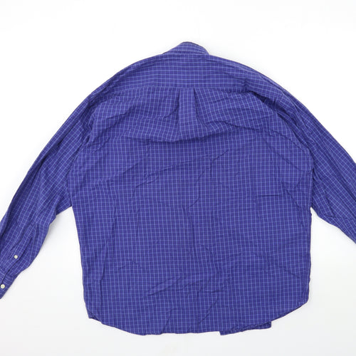 Marks and Spencer Mens Blue Check   Button-Up Size 15.5