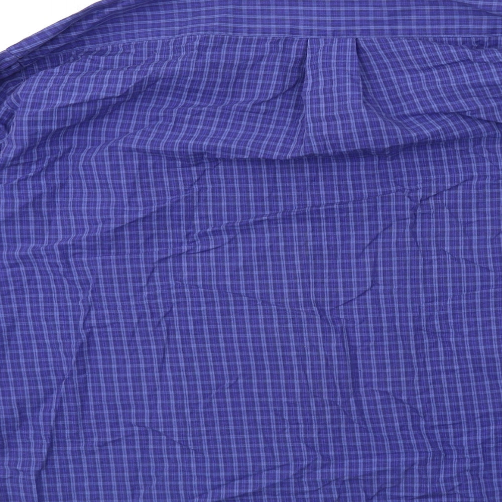 Marks and Spencer Mens Blue Check   Button-Up Size 15.5