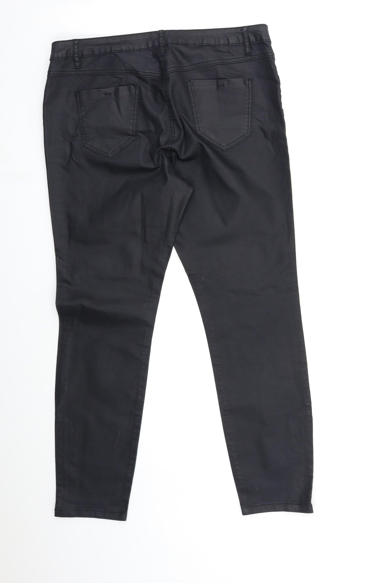 George Womens Black   Skinny Jeans Size 14 L27 in - PU COATED