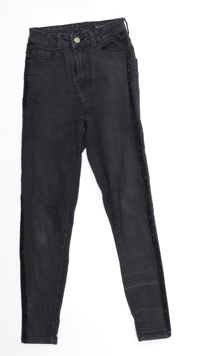 Preworn Womens Black  Denim Skinny Jeans Size 23 in L27 in