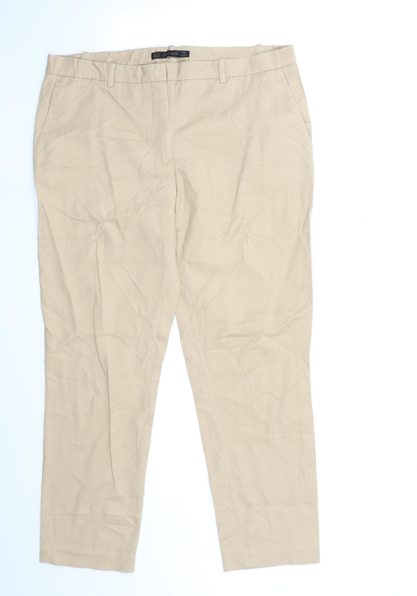 Zara Womens Beige   Trousers  Size 14 L28 in