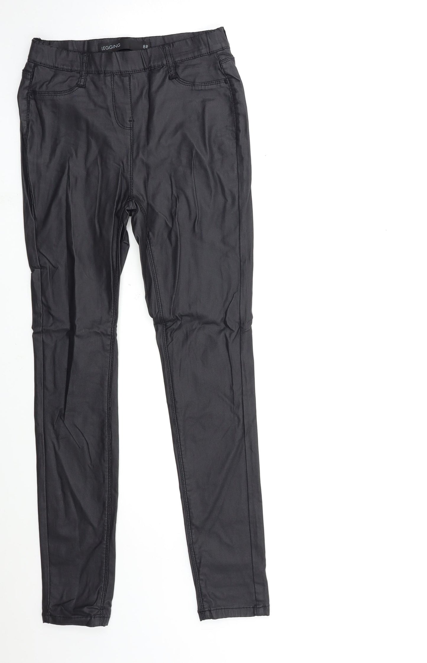 NEXT Womens Black   Carrot Leggings Size 8 L28 in - wet look leggings