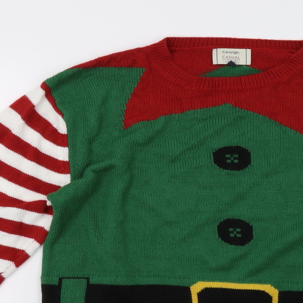 George Mens Green   Pullover Sweatshirt Size L  - christmas