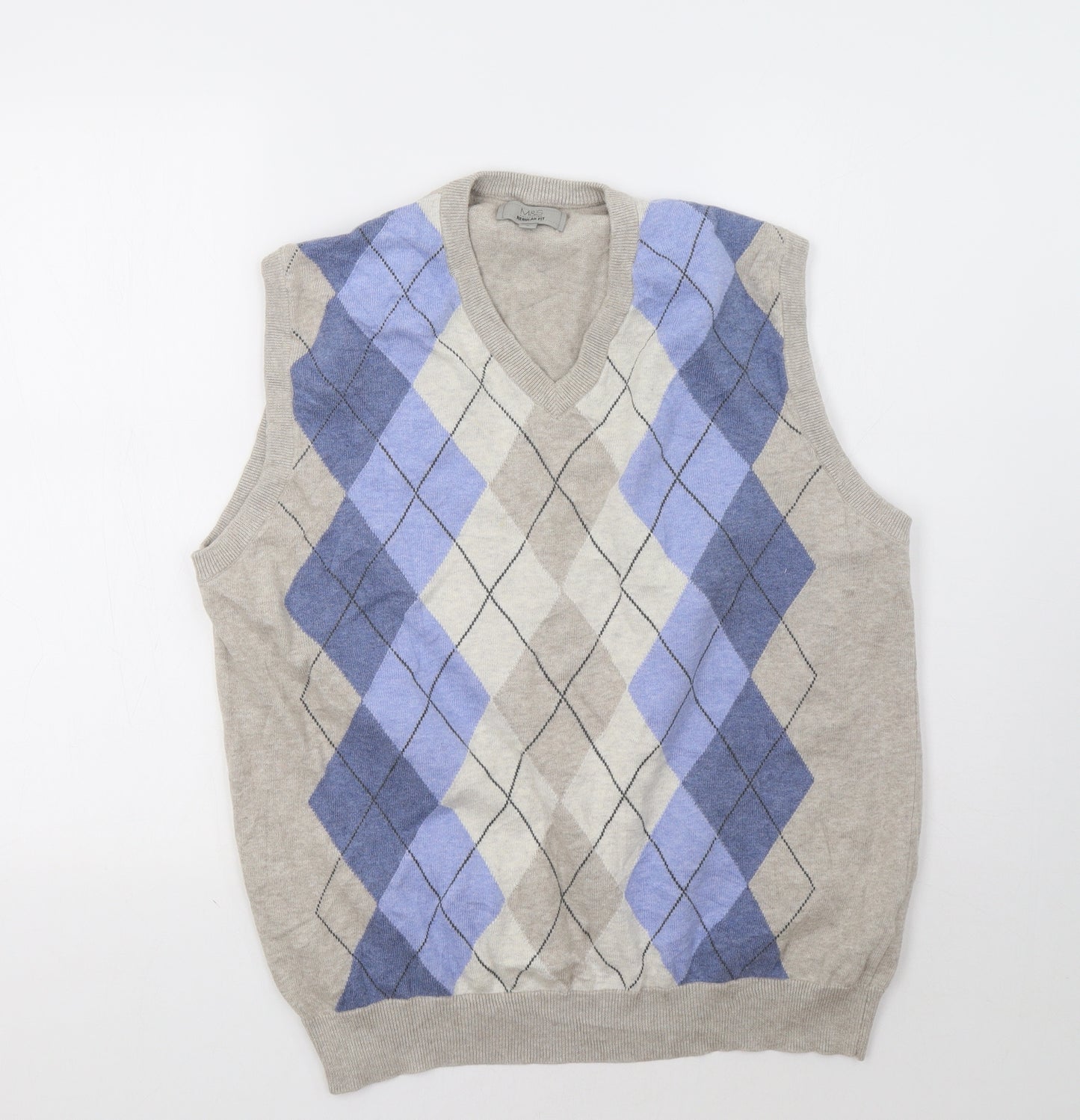 Marks and Spencer Mens Beige Geometric  Pullover Sweatshirt Size L