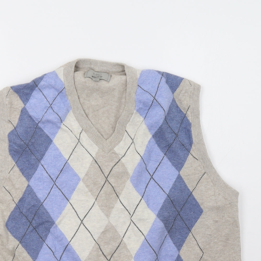 Marks and Spencer Mens Beige Geometric  Pullover Sweatshirt Size L