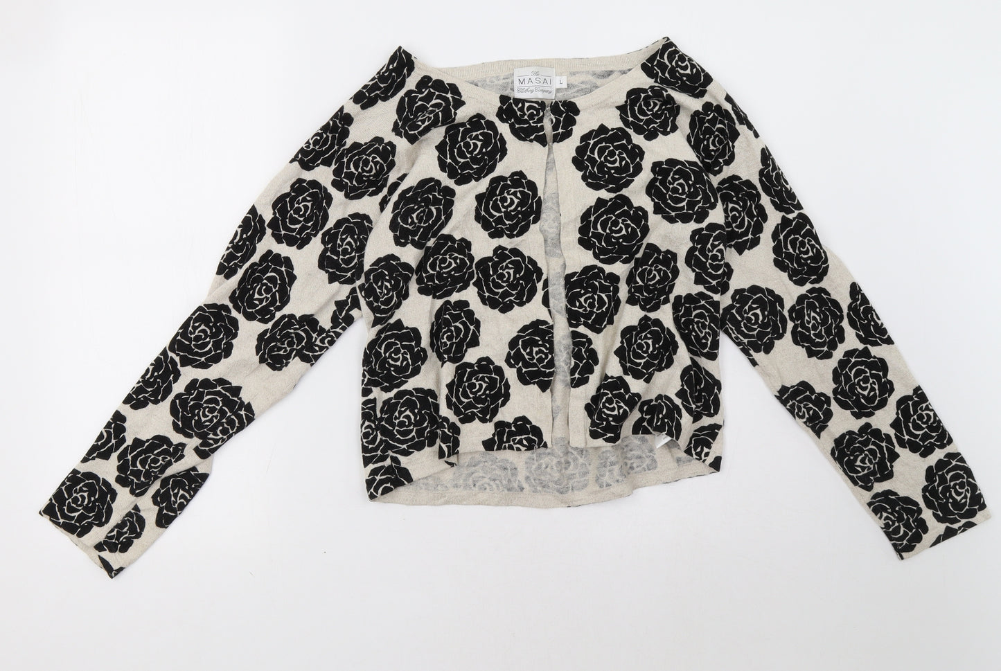 Masai Womens Beige Floral  Cardigan Jumper Size L