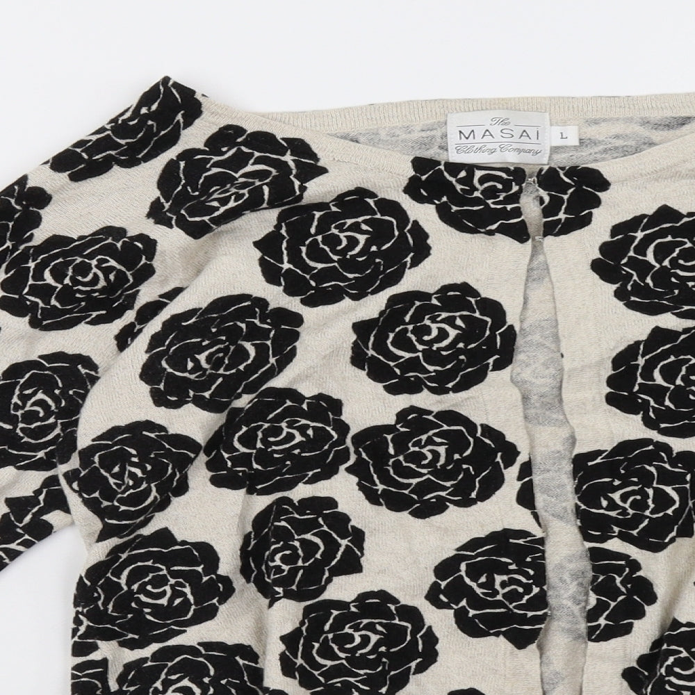 Masai Womens Beige Floral  Cardigan Jumper Size L