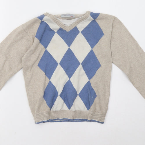 Rebel Boys Beige Geometric  Pullover Sweatshirt Size 5-6 Years