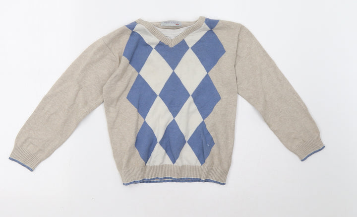 Rebel Boys Beige Geometric  Pullover Sweatshirt Size 5-6 Years