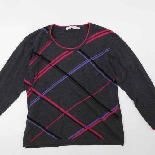 Emreco Womens Grey Geometric  Pullover Sweatshirt Size 18