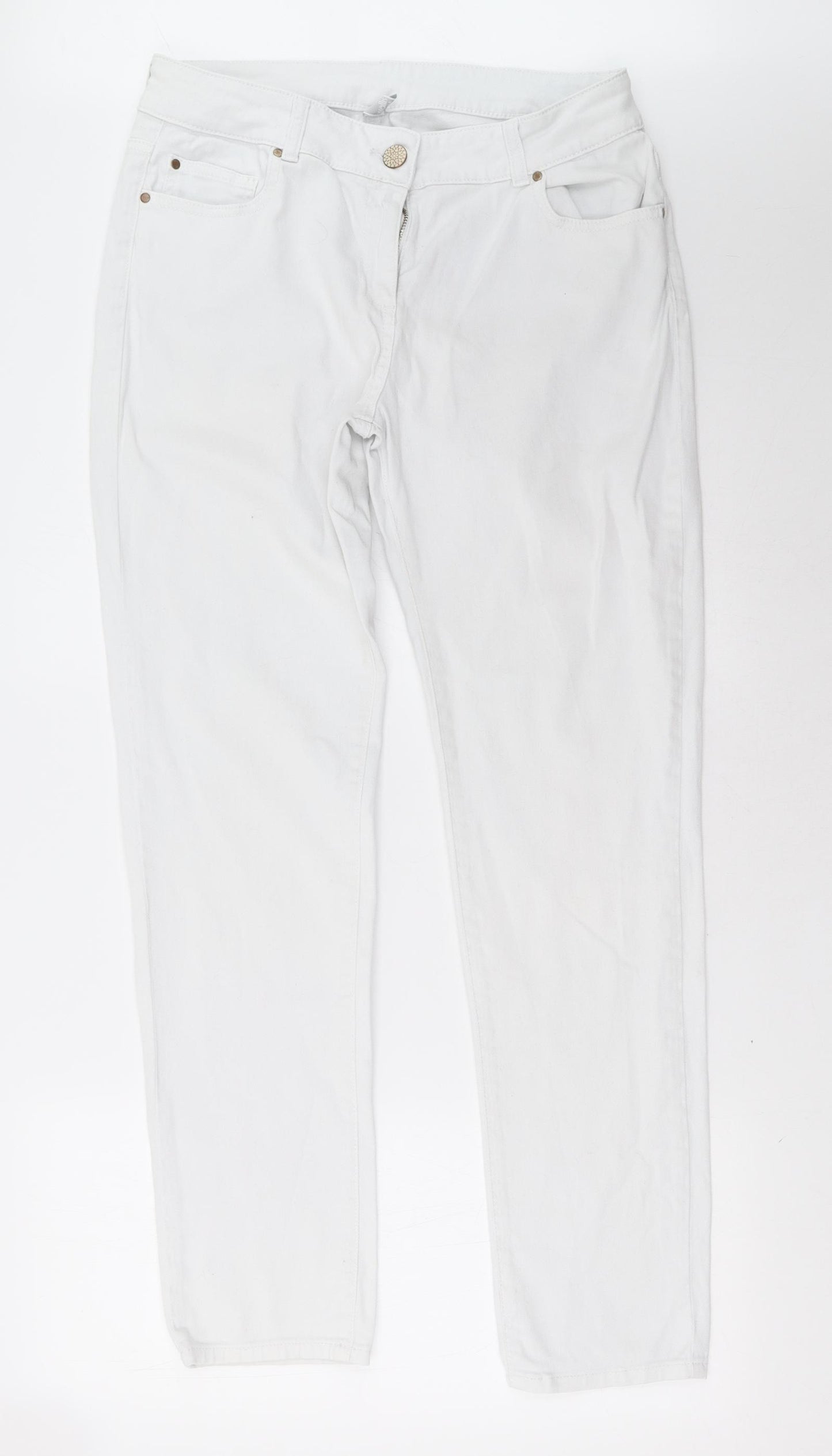 Wallis Womens White   Straight Jeans Size 14 L32 in