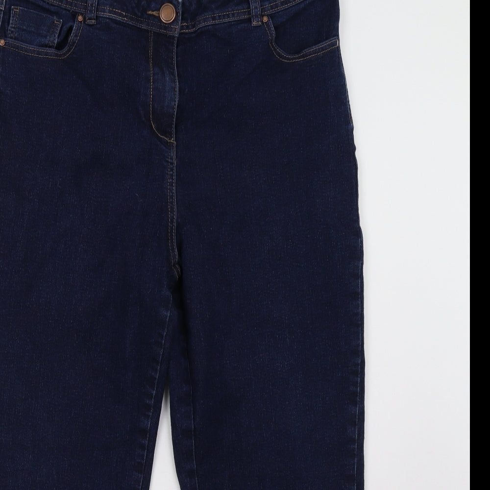 M&Co Womens Blue  Denim Straight Jeans Size 16 L27 in
