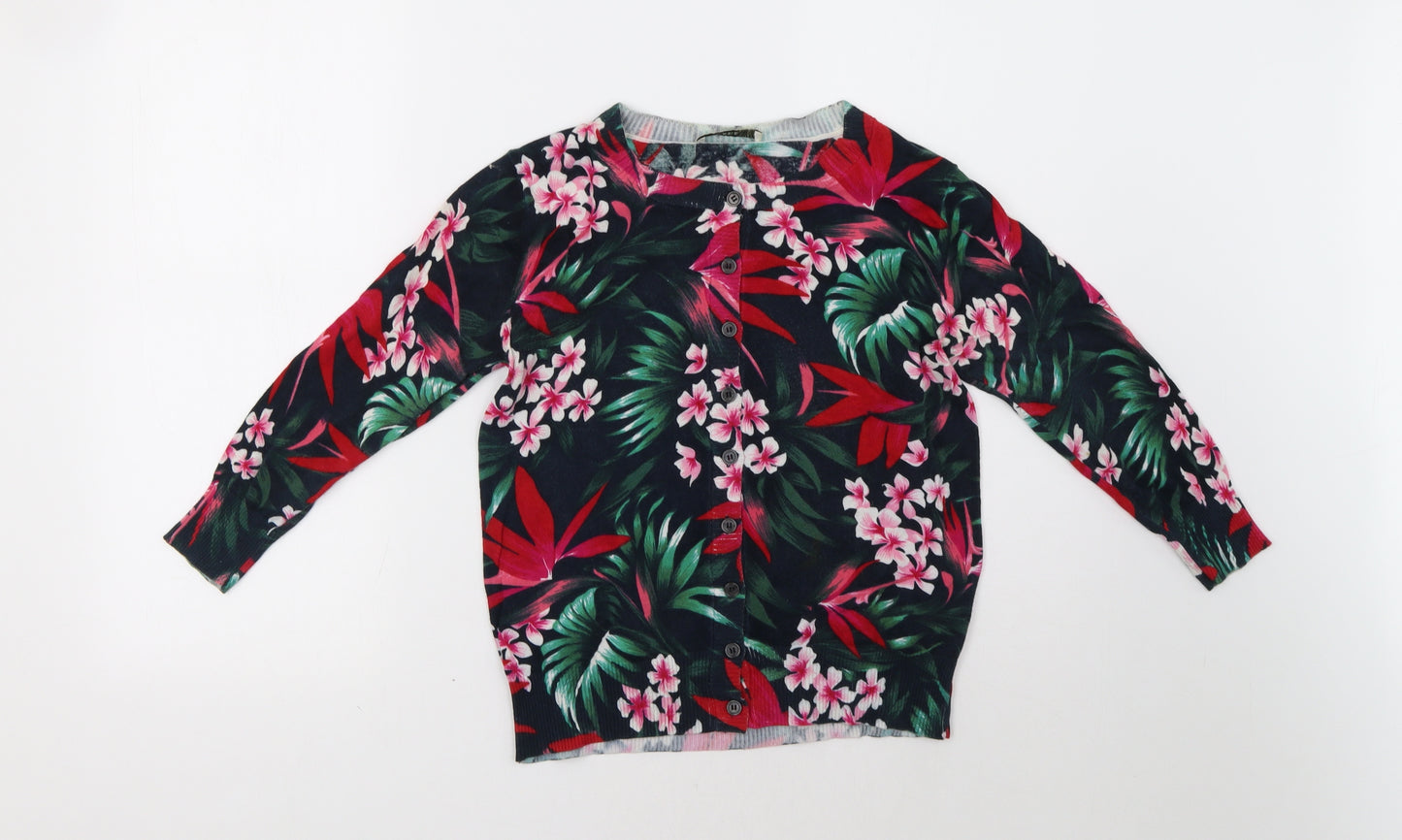 Oasis Womens Pink Floral  Cardigan Jumper Size M