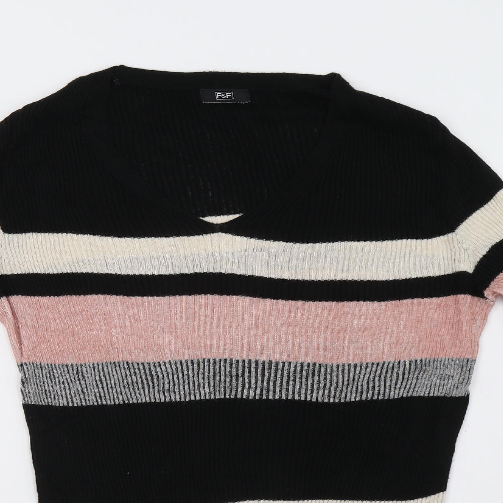 F&F Womens Pink Striped  Pullover Sweatshirt Size 14