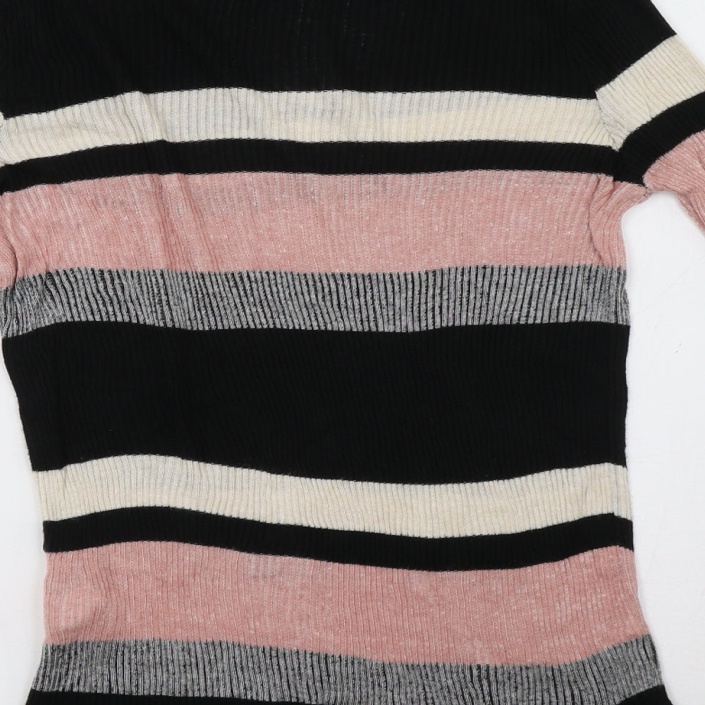 F&F Womens Pink Striped  Pullover Sweatshirt Size 14