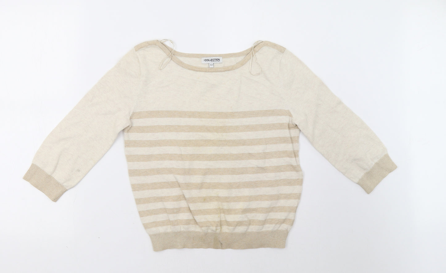 Debenhams Womens Beige Striped  Pullover Sweatshirt Size 12