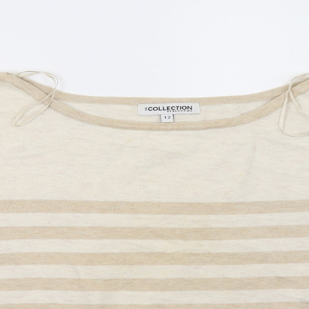 Debenhams Womens Beige Striped  Pullover Sweatshirt Size 12