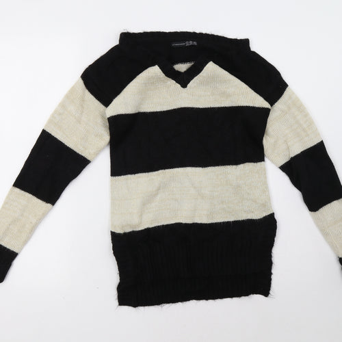 Primark Womens Beige Striped  Pullover Sweatshirt Size 6