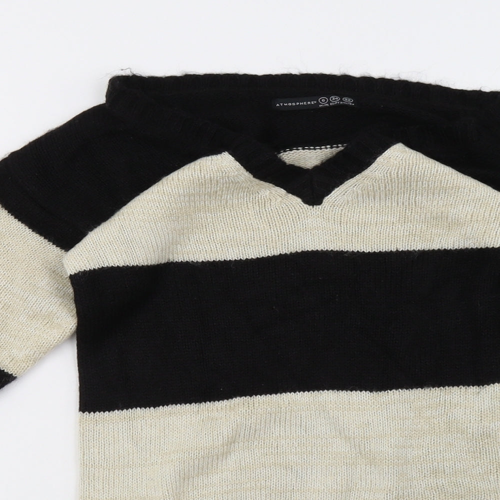Primark Womens Beige Striped  Pullover Sweatshirt Size 6