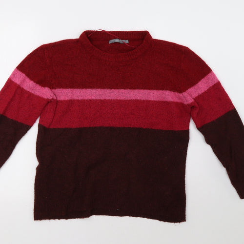 b. young Womens Pink Striped  Pullover Sweatshirt Size L