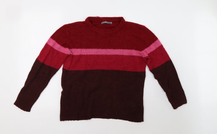 b. young Womens Pink Striped  Pullover Sweatshirt Size L
