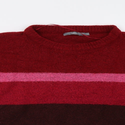 b. young Womens Pink Striped  Pullover Sweatshirt Size L