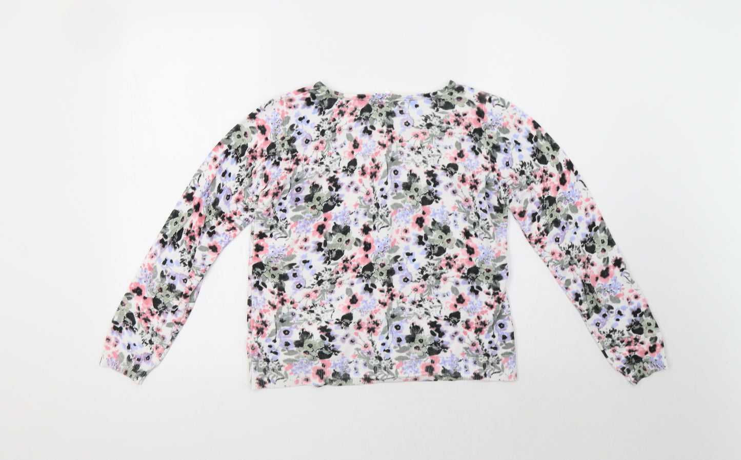F&F Womens White Floral  Cardigan Jumper Size 12