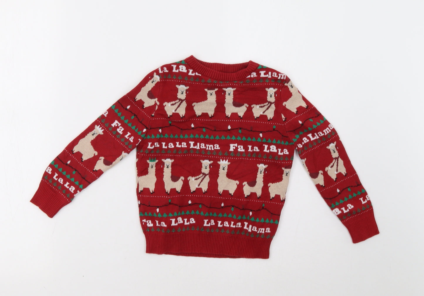 Marks and Spencer Boys Red Geometric  Pullover Sweatshirt Size 4-5 Years  - christmas