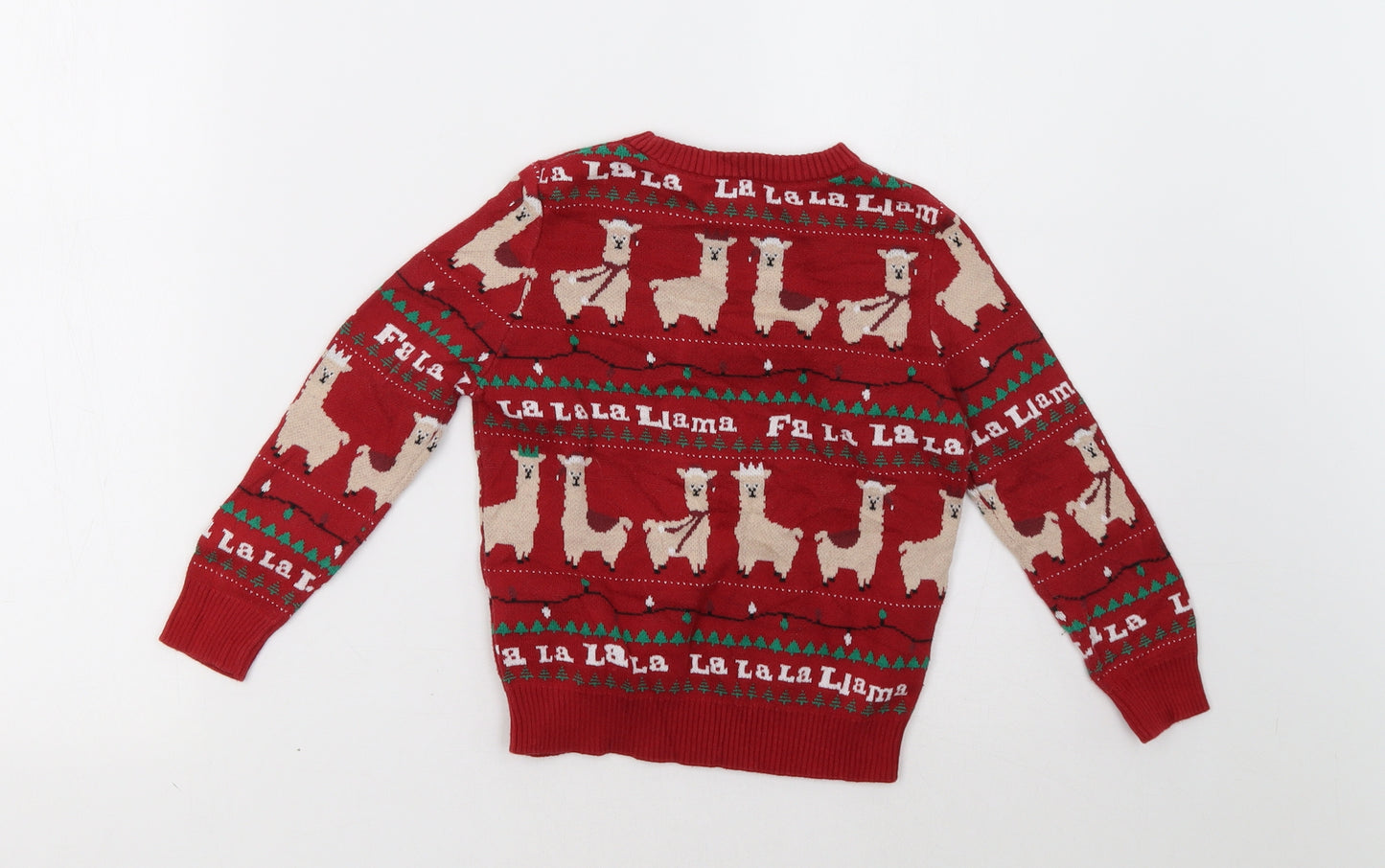 Marks and Spencer Boys Red Geometric  Pullover Sweatshirt Size 4-5 Years  - christmas