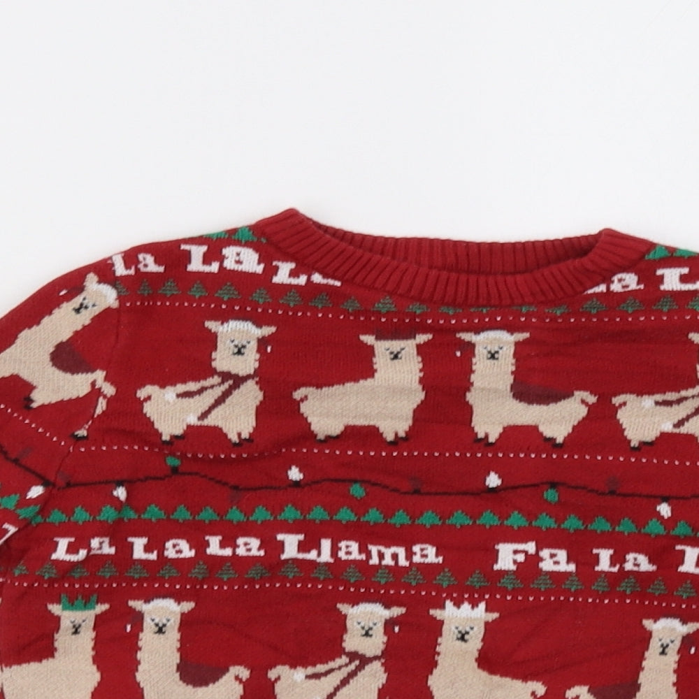 Marks and Spencer Boys Red Geometric  Pullover Sweatshirt Size 4-5 Years  - christmas