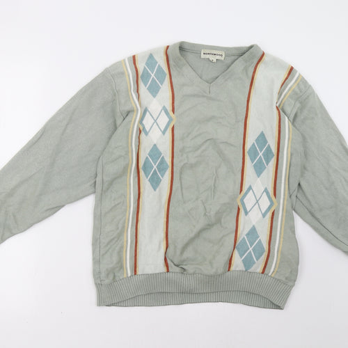 northwood Mens Green Geometric  Pullover Sweatshirt Size S
