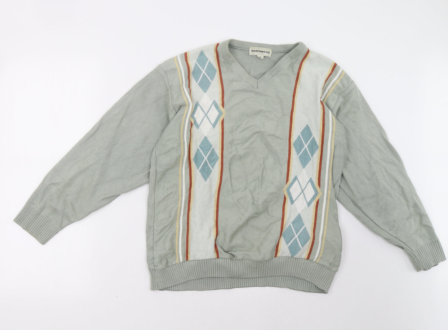 northwood Mens Green Geometric  Pullover Sweatshirt Size S