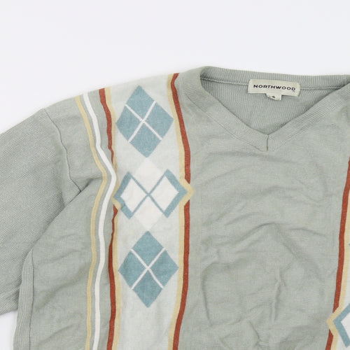 northwood Mens Green Geometric  Pullover Sweatshirt Size S