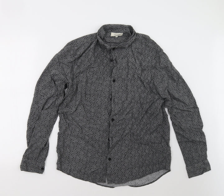 River Island Mens Grey Geometric   Polo Size L