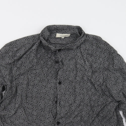 River Island Mens Grey Geometric   Polo Size L