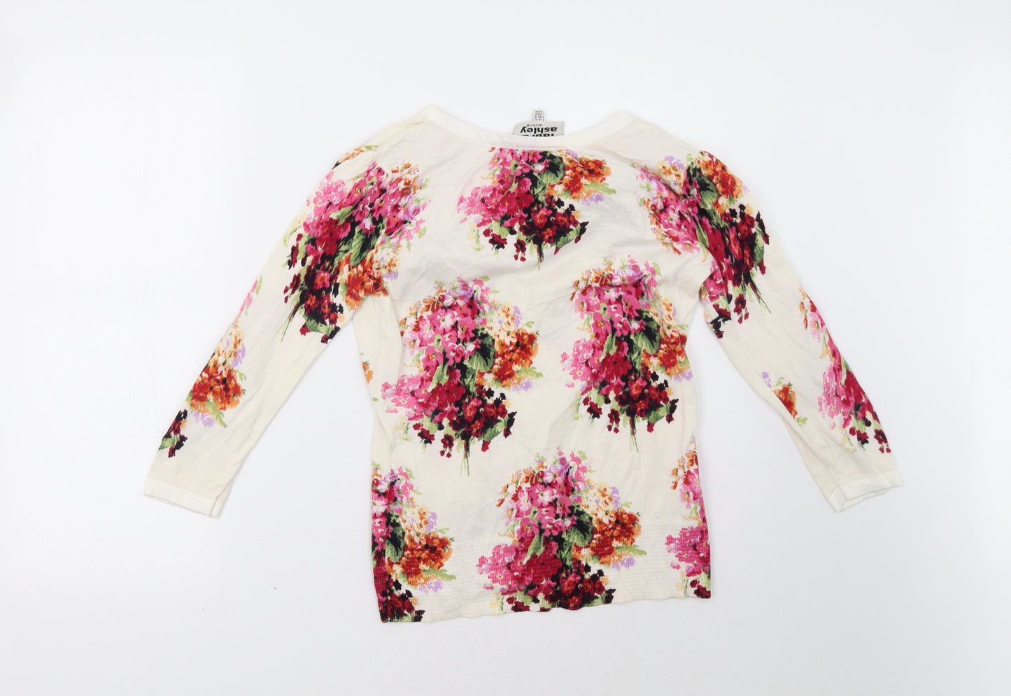 Laura Ashley Womens White Floral  Cardigan Jumper Size 12