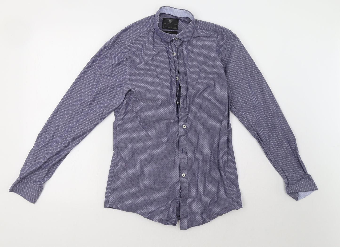 Marks and Spencer Mens Blue    Button-Up Size 14