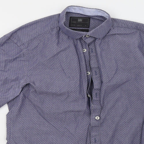 Marks and Spencer Mens Blue    Button-Up Size 14