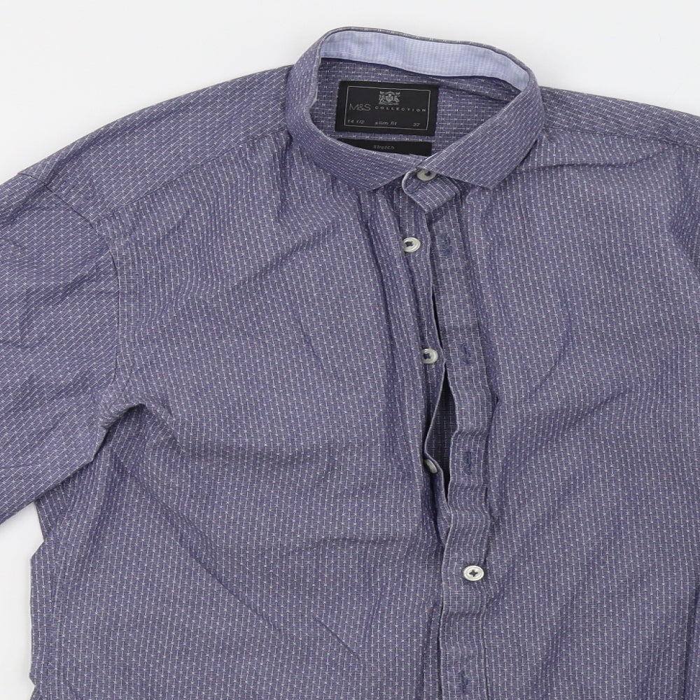 Marks and Spencer Mens Blue    Button-Up Size 14