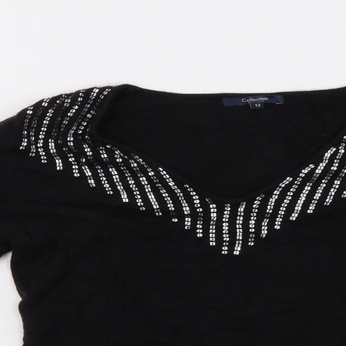 Debenhams Womens Black   Pullover Sweatshirt Size 12