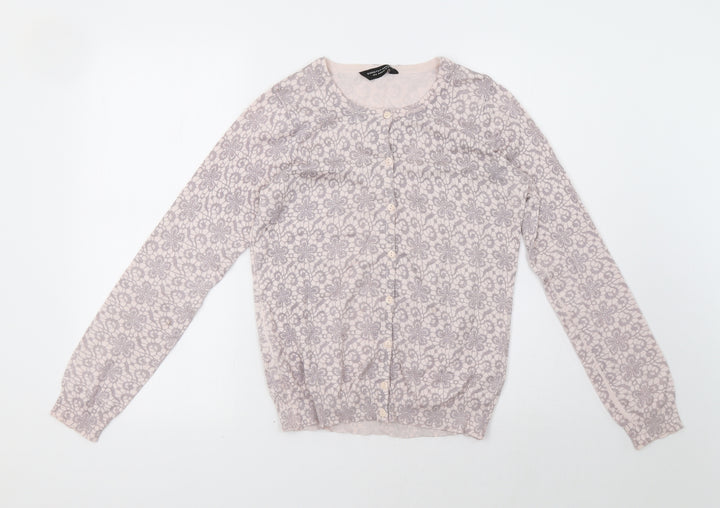 Dorothy Perkins Womens Pink Geometric  Cardigan Jumper Size 10
