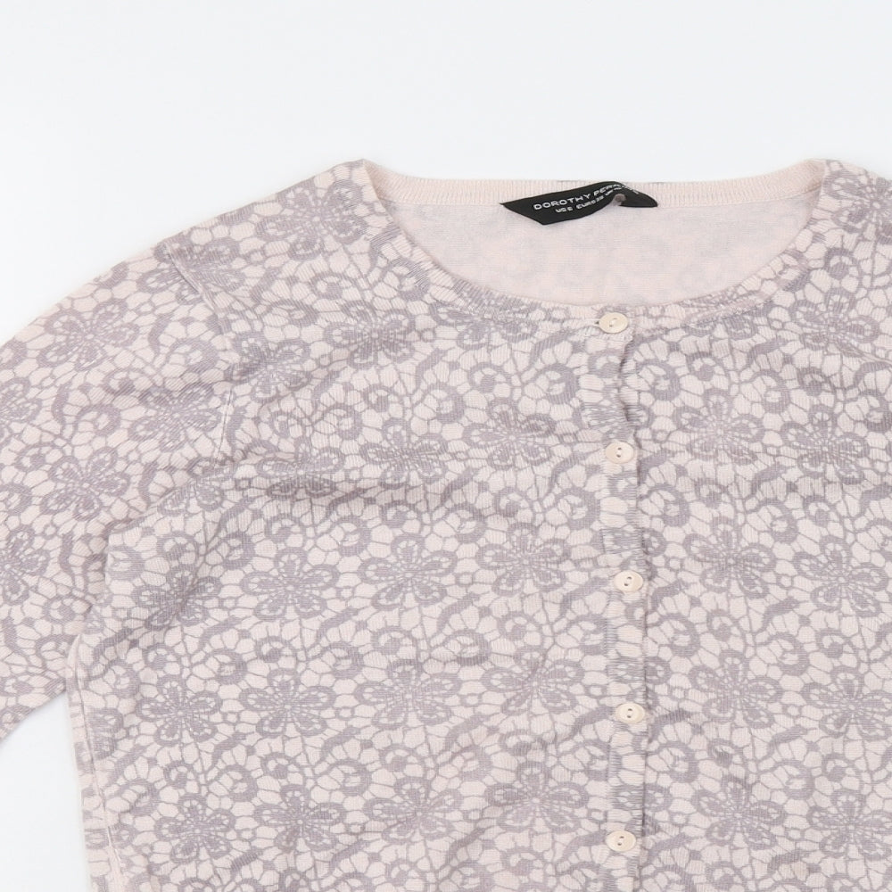 Dorothy Perkins Womens Pink Geometric  Cardigan Jumper Size 10